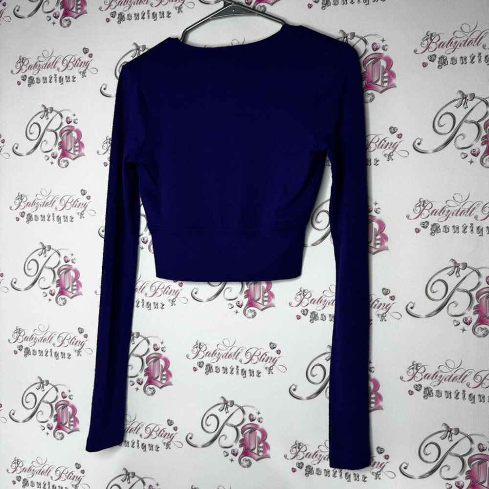 Wilfred free long sleeve royal blue stretchy Elegant Blue V-Neck Women's Top - Picture 4 of 6
